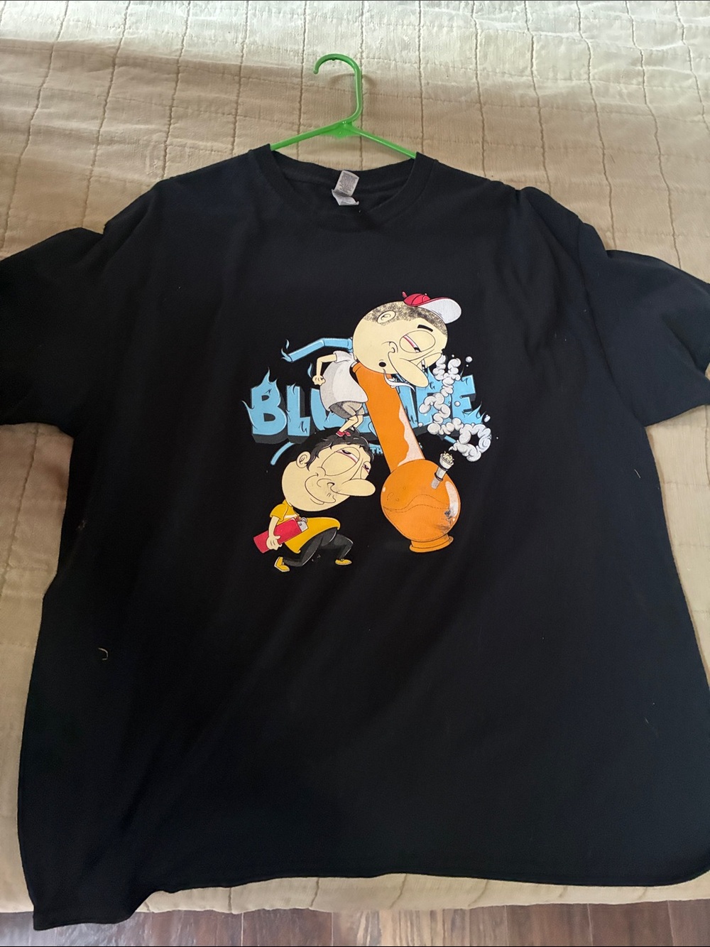 Black Graphic T-Shirt with Cartoon Design